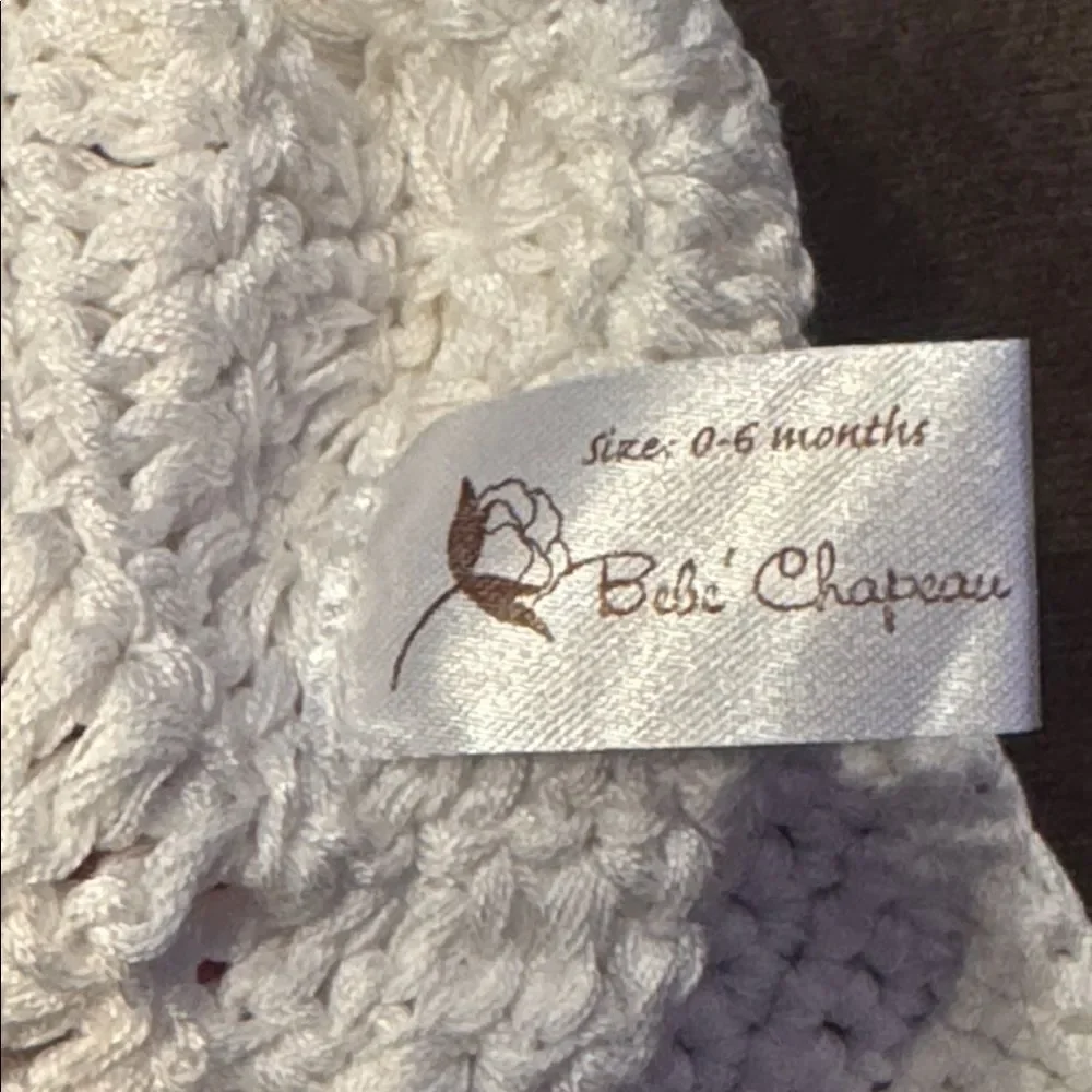 Bebe Chapeau Girls White Hat with Roses Side Braids 100% Cotton 0-6 months NEW